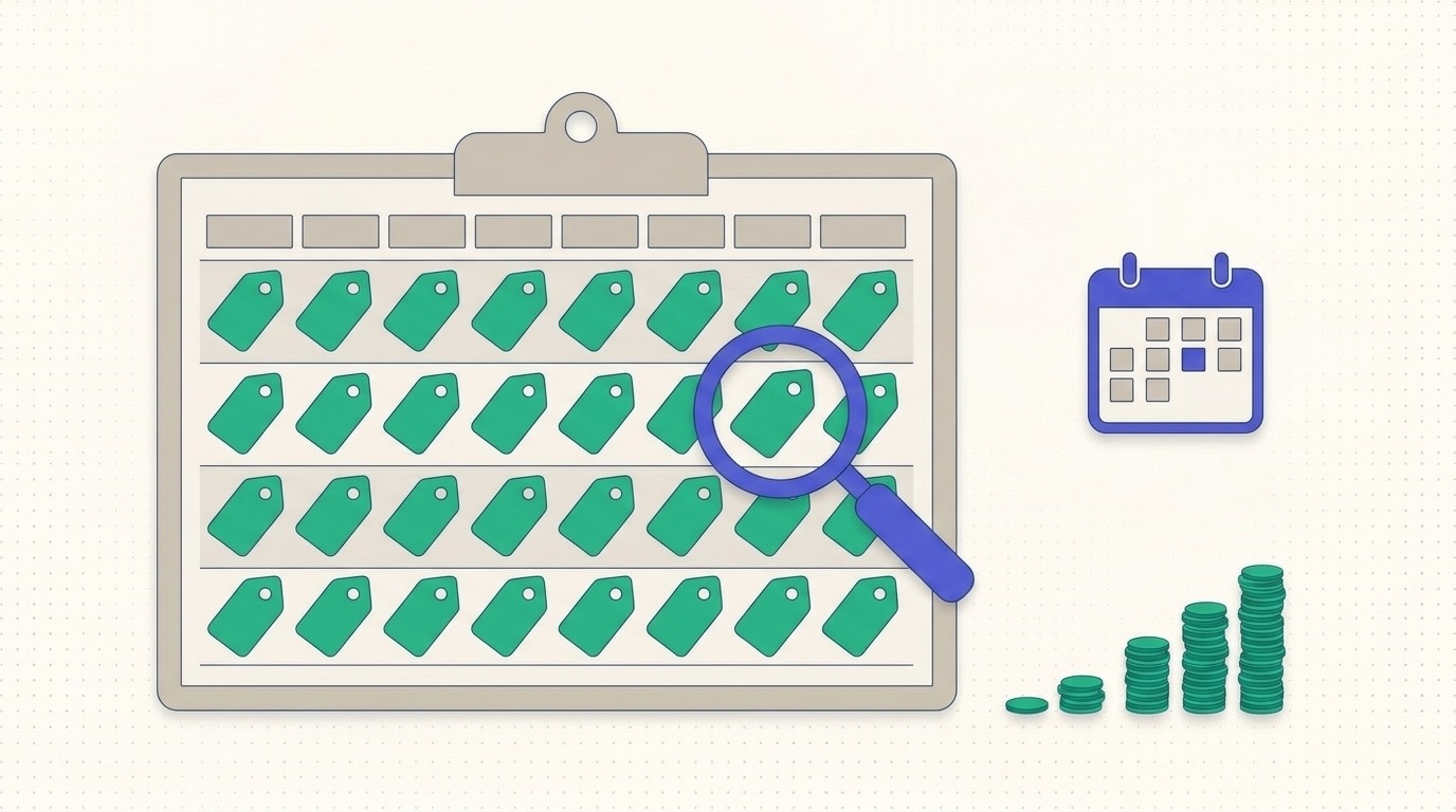A price index board of help desk tools checked on one date