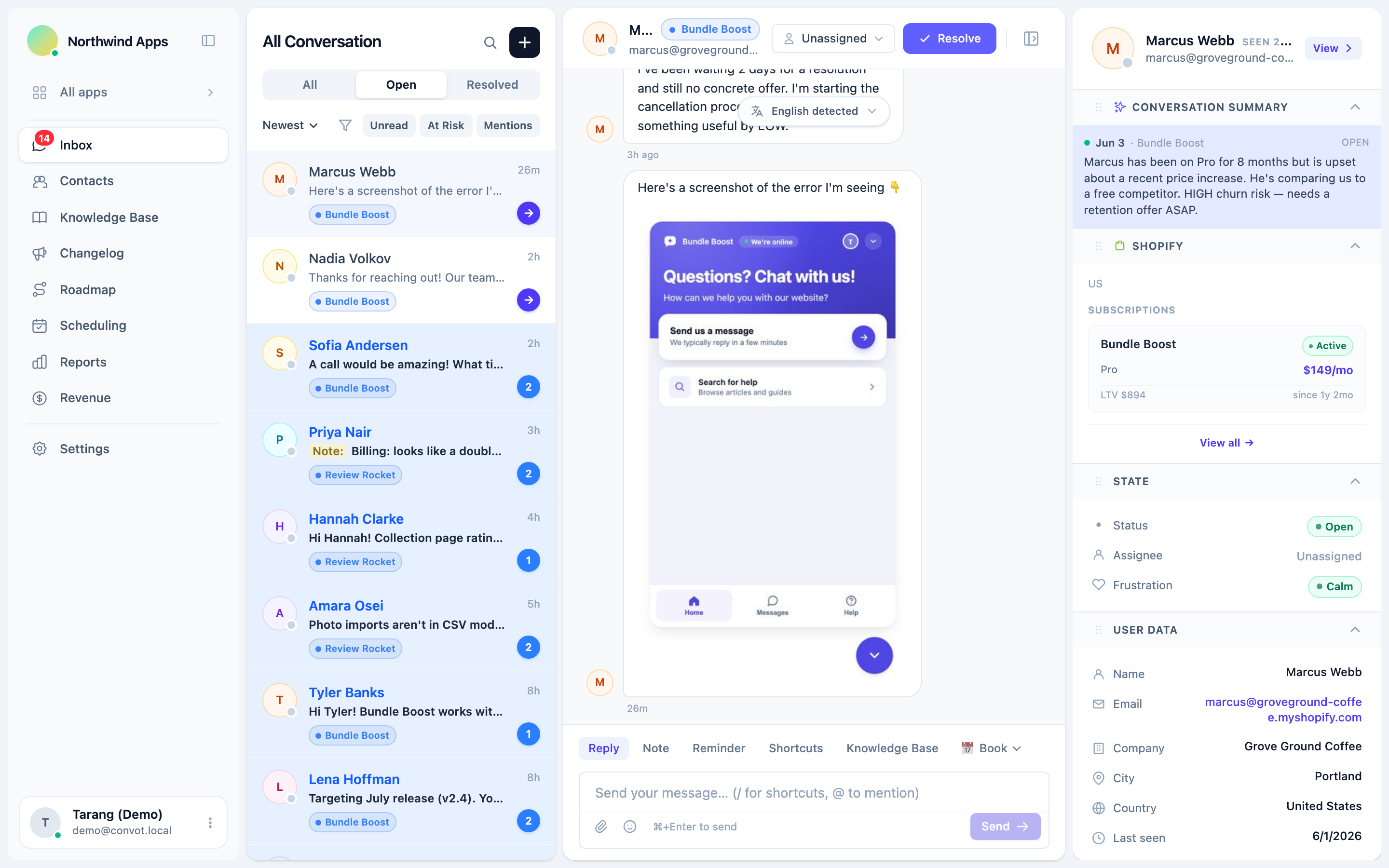 AI conversation summary in the sidebar